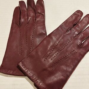 Vintage Christian Dior Gloves Mulberry Leather with Pure Silk Lining